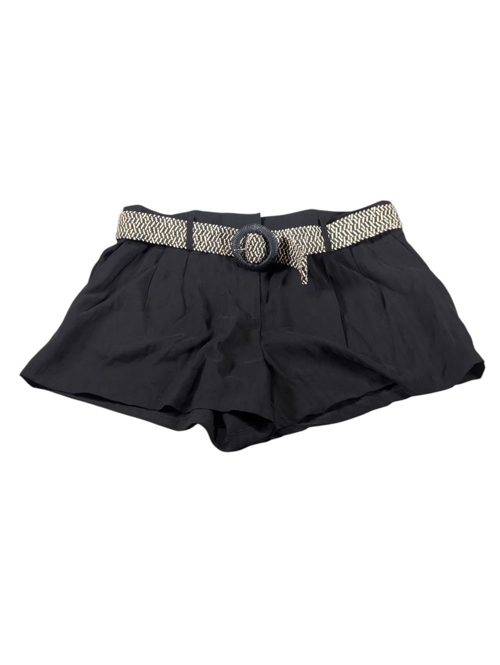 H&M Belted High Rise Black Shorts Size 14
